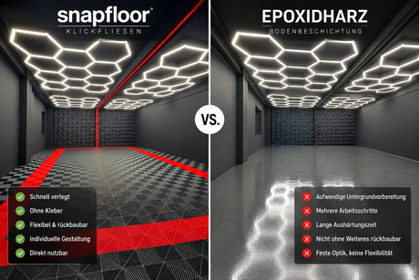 Klickfliesen oder Epoxidharz – welcher Garagenboden ist die bessere Wahl?