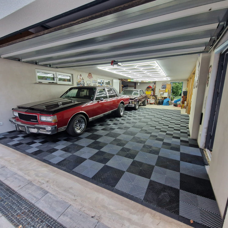 Snapfloor Garagenboden mit Karomuster Schwarz/Anthrazit